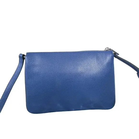 Kate Spade Leila Blue Suede Leather Crossbody Purse Bag Handbag Blueberry